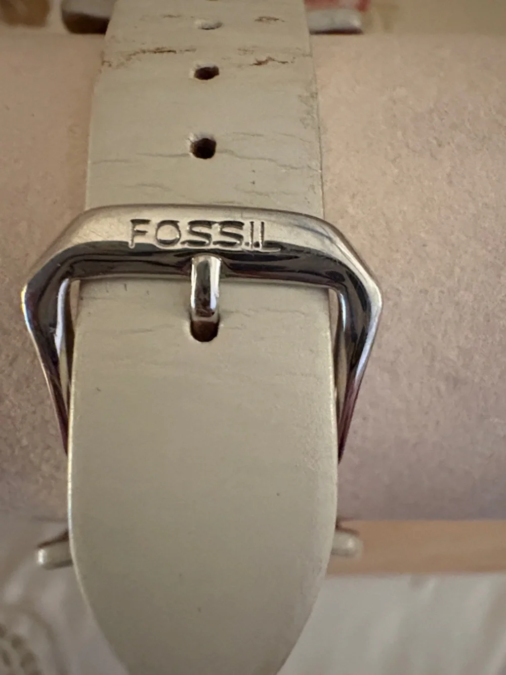 Fossil White Leather Strap Square Dial Watch